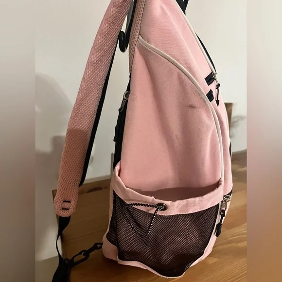 Pink Women's Canvas Backpack with Black Trim - Picture 3 of 8